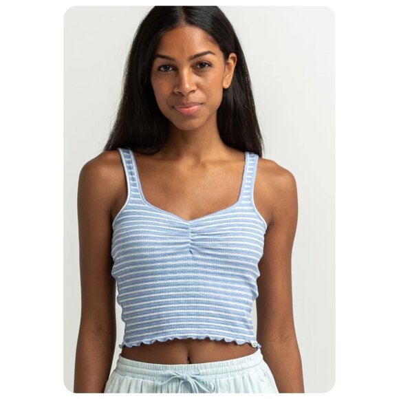 !! NWT Billabong Searching For Sun Blue White Stripe Tank Top sz L - Picture 2 of 9